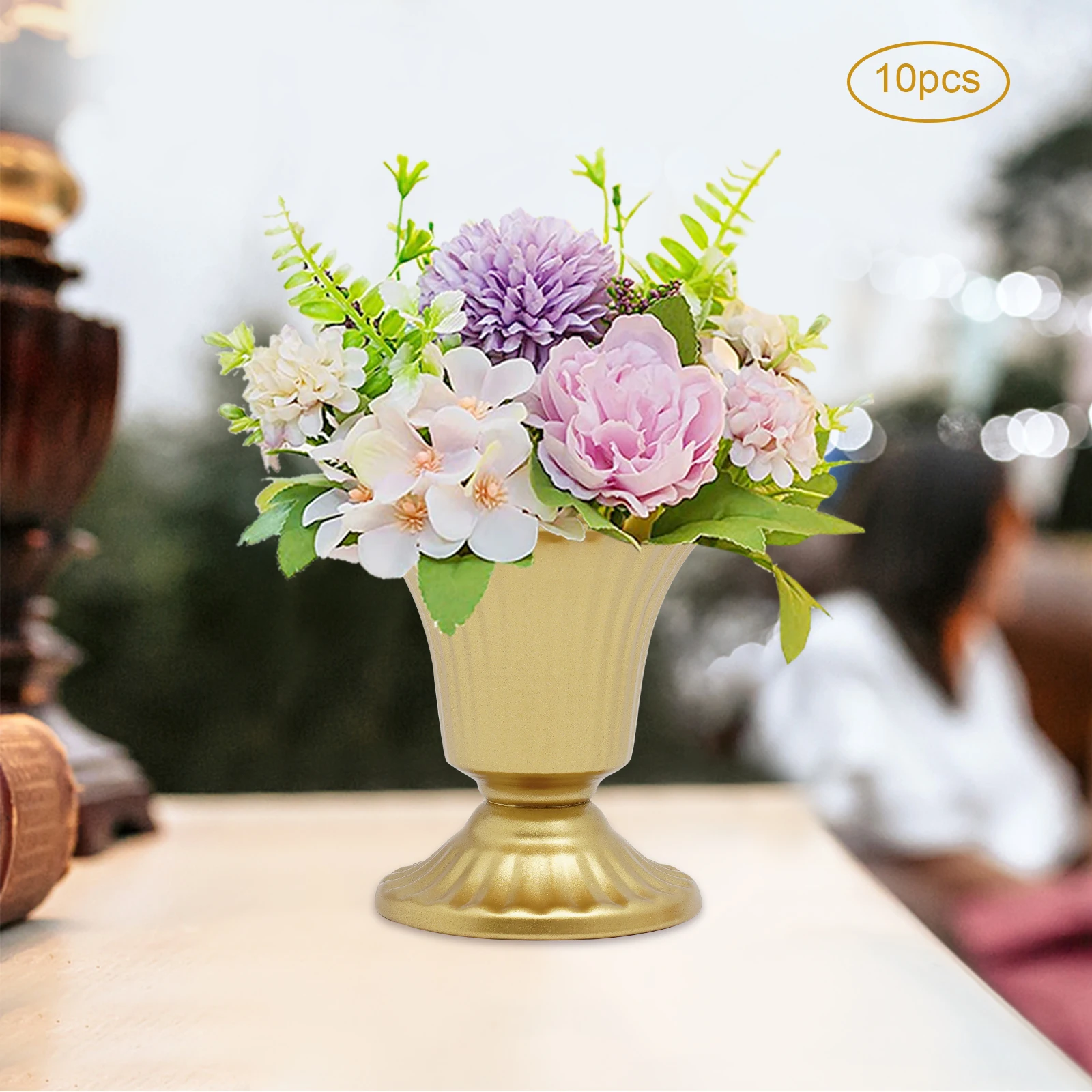 10Pcs Mini Gold Metal Wedding Centerpieces Flower Vase for  Anniversary Party Homewarming 8.5cm New USA