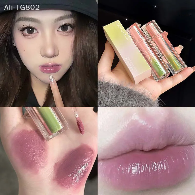 1개입 카푸비니 롱래스팅 논페이딩 누드 퍼플 립 글레이즈 수분감 있는 워터 텍스처 미러 리퀴드 립 틴트 메이크업 화장품