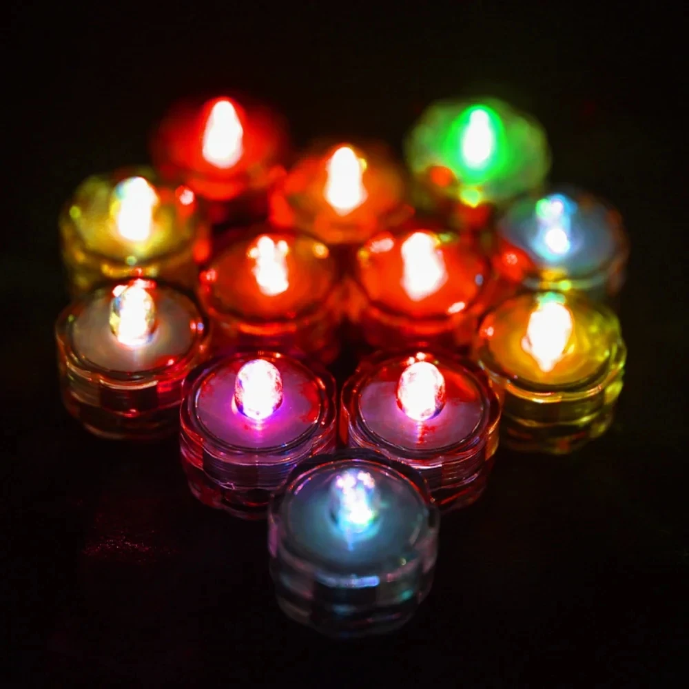 Set of 12 Waterproof LED Tea Lights Submersible Battery Operated LED Candle For Wedding Fountain Vases Tub Fish Tank Pond Lights