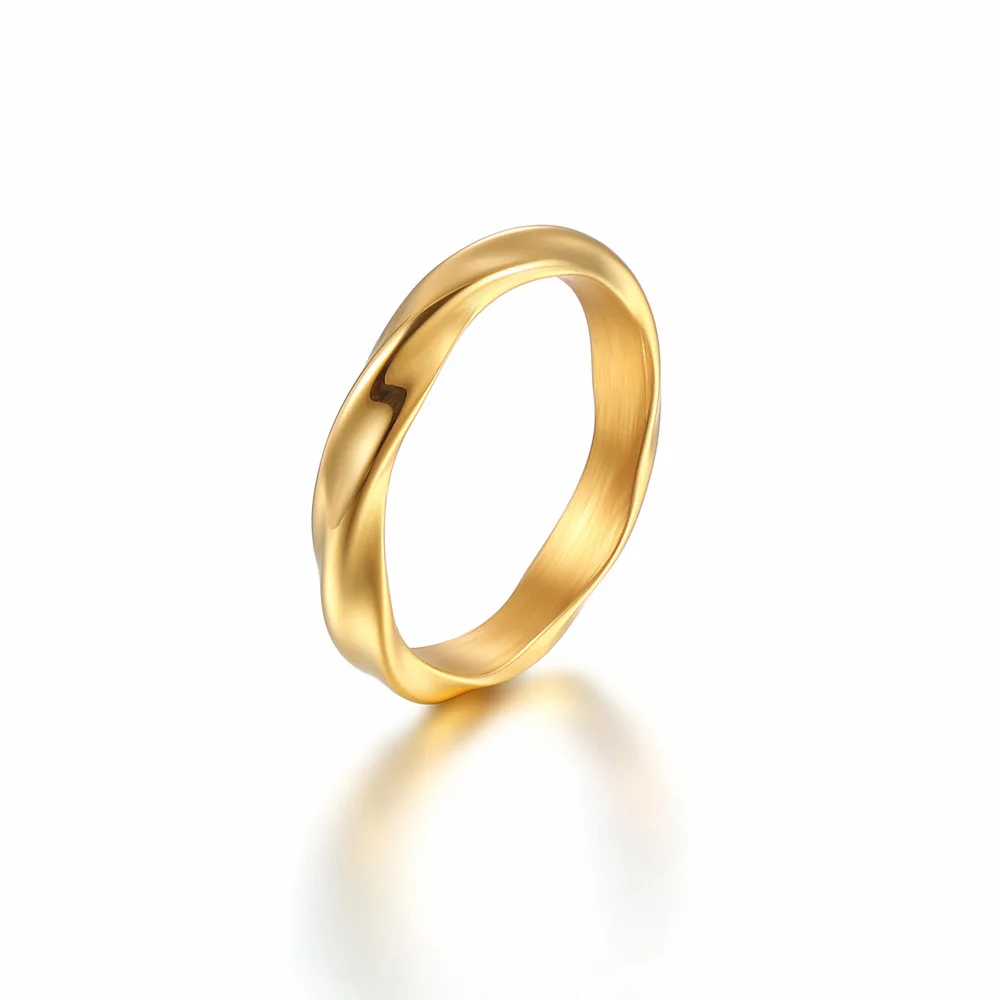 Stainless Steel Fashion Simple Delicate Women Twist Mobius Rings Jewelry Gift