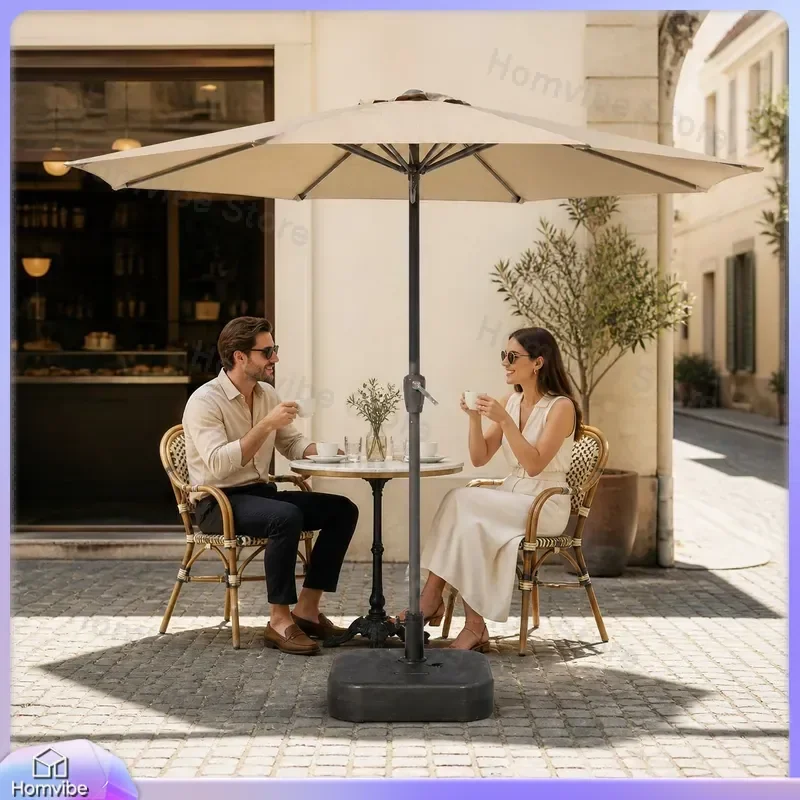 Large Outdoor Patio Umbrella Garden Parasol Sun Shade with Middle Pole Folding Beach Camping Courtyard Market Stall Canopy