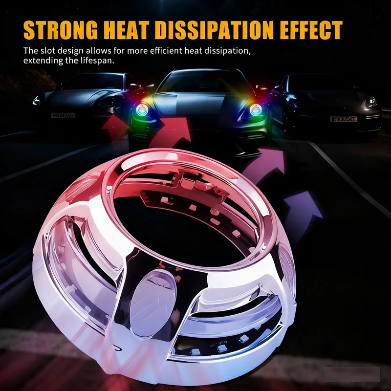 2PCS APP RGB 3inch Angel Eye LED Shroud for HID Xenon Lens Bi Led Projector Lens for For Bi Xenon Projector Retrofit Panamera view 4