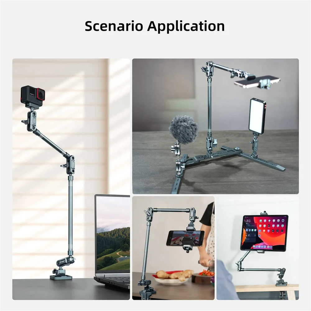 LEAPLIGHT Desktop Tripod Aluminum Overhead Stand Photography Tripod w 1/4 for Camera Phone Tablet Shooting Recording Video Live