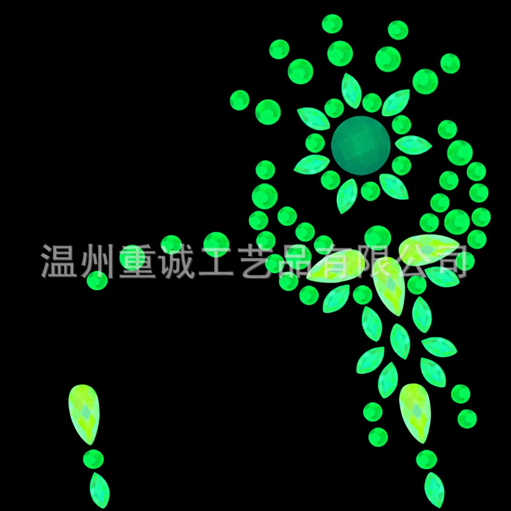 Mix and Match Glow Dark Face Gems Stickers Self Adhesive Waterproof Rhinestones for Rave Festival Halloween Stage Makeup view 5