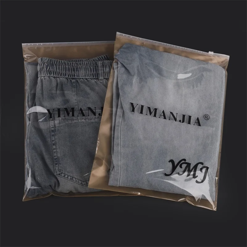 Logotipo personalizado impresso pvc jeans zip lock saco sustentável fosco com zíper embalagem de plástico roupas e sho