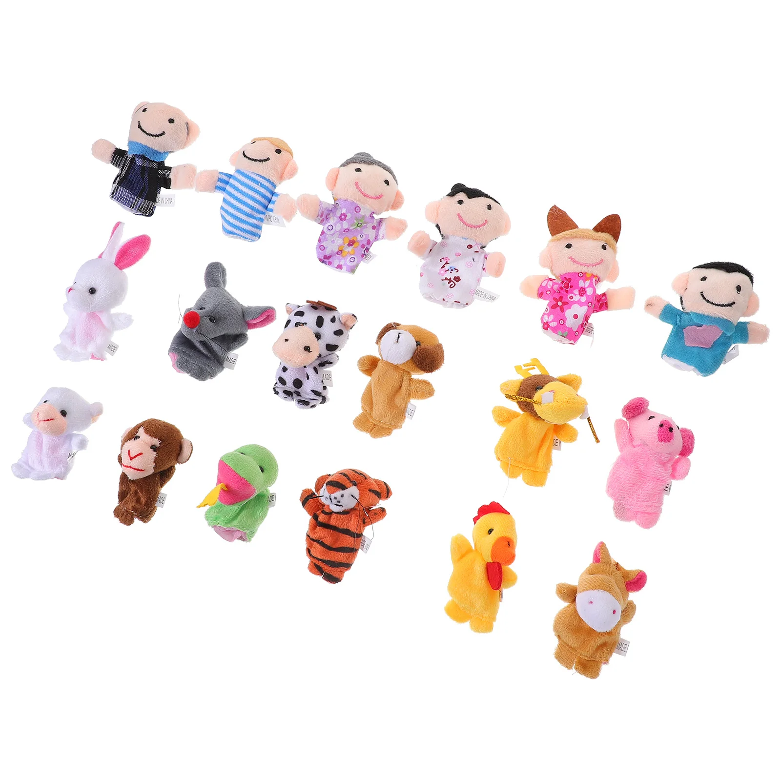 18Pcs Educational Finger Puppets Set 12 Animal Characters 6 Family Play House Storytelling Educational Toys Finger Puppets