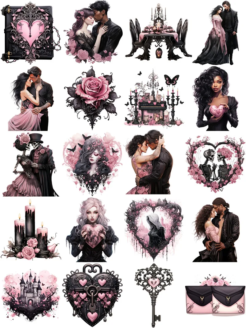 20Pcs/Pack Vintage Gothic Valentine\'s Day Sticker DIY Craft Scrapbooking Album Junk Journal Decorative Stickers