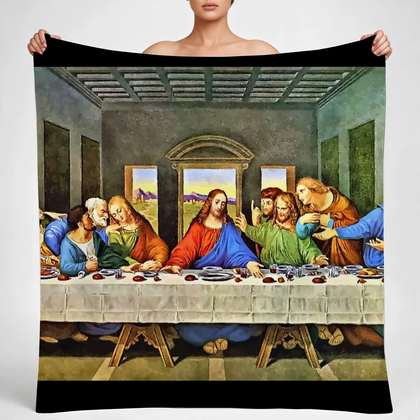 Original Last Supper Painting Throw Blanket couch cozy soft plush fuzzy picnic outdoor blanket