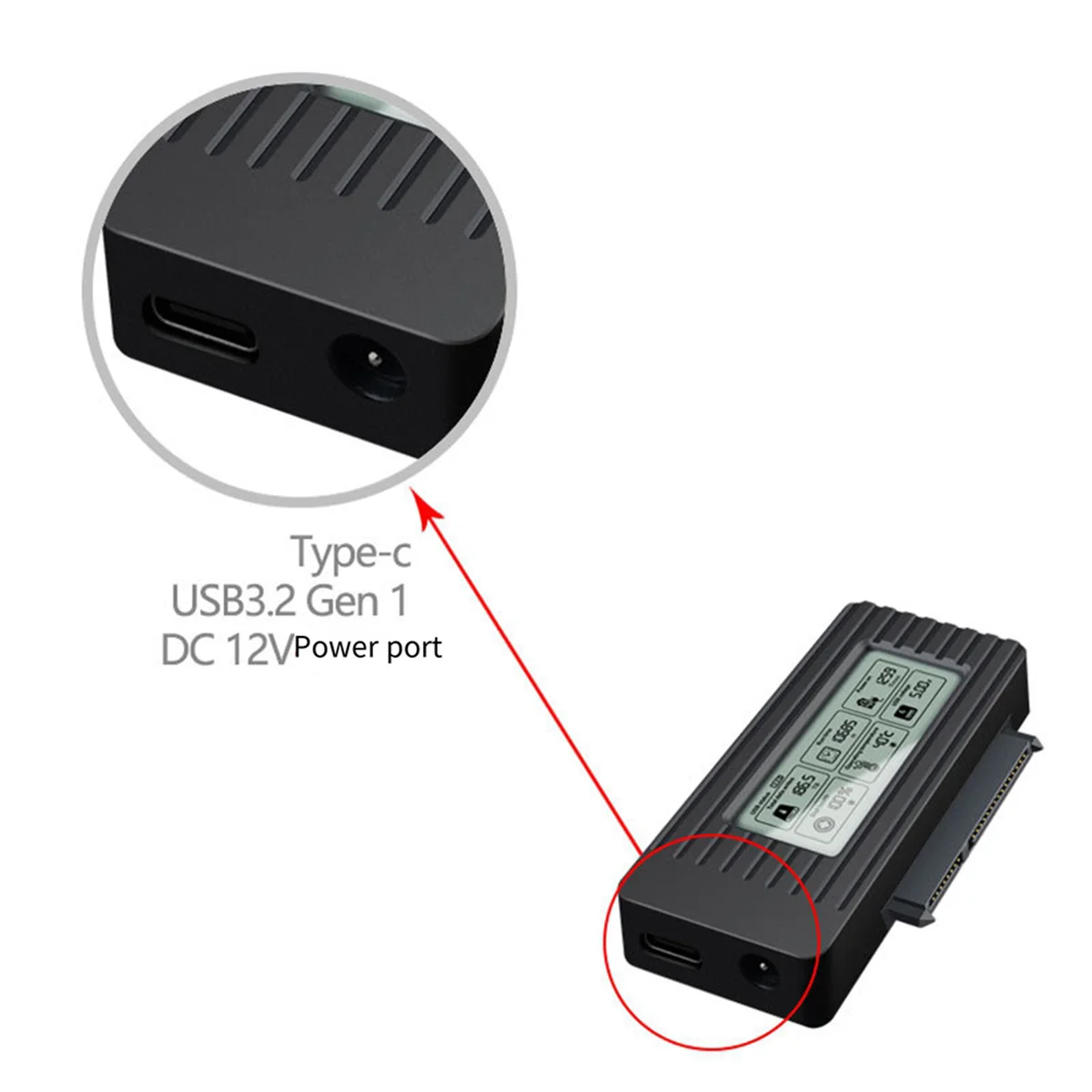ShuoLe USB 3.1 Hard Drive Case 2.5/3.5-Inch Hard Drive Adapter Intelligent Digital Display Easy Drive Cable