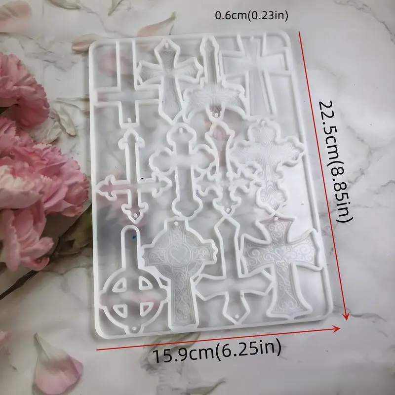 Keychain Resin Silicone Molds DIY Craft Pendant Keyring Backpack Decor Rectangle Shape with Multiple Cross Designs for Resin