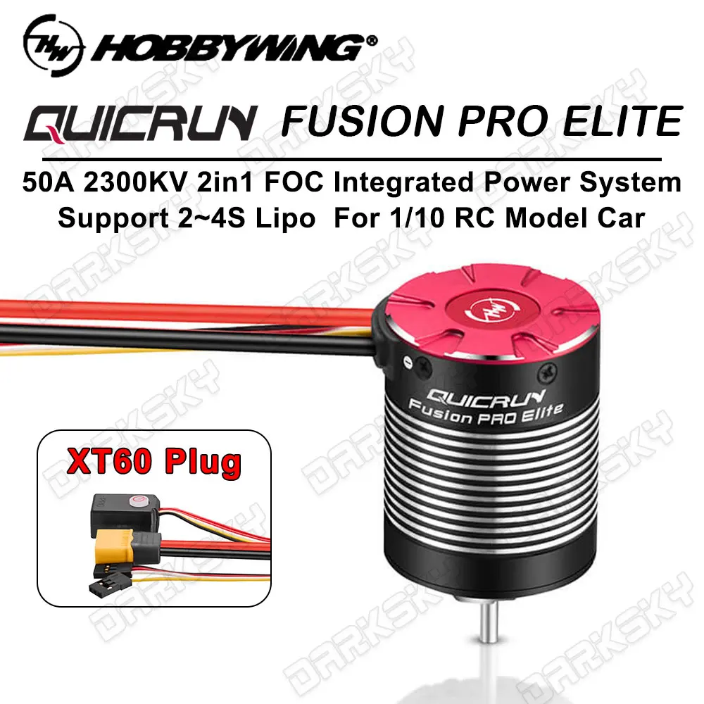 Hobbywing QuicRun 2 in 1 FOC Integrated Power System Fusion Pro Elite 50A 2300KV For 1/10 RC Model Car Crawler Accessories