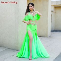 Costume di danza del ventre luxory cusomzied reggiseno performance danza del ventre + gonna lunga 2 pz donne bambini adulti abbigliamento danza orientale