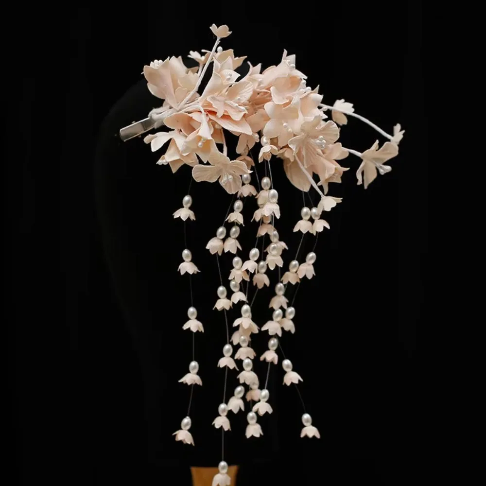 

Элегантная заколка для волос с цветком орхидеи и жемчужными кисточками, длинные боковые заколки для волос, аксессуары для платья, головные уборы, подарок