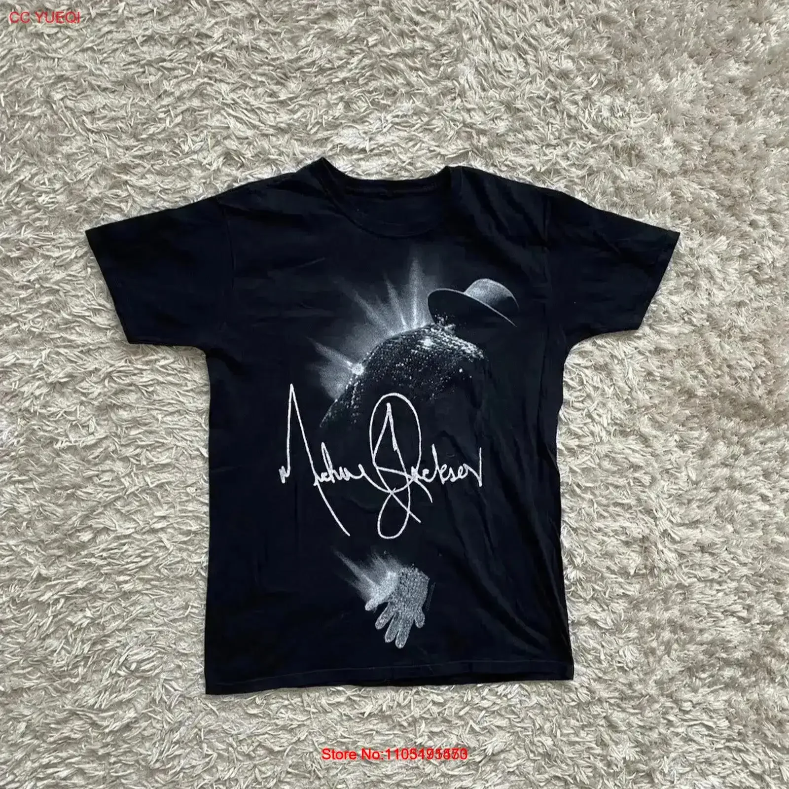 Michael Jackson 2008 Glitter Glove King Of Pop Large Signature Black T Shirt S vintage Washed Top For Everyday Wear vintage