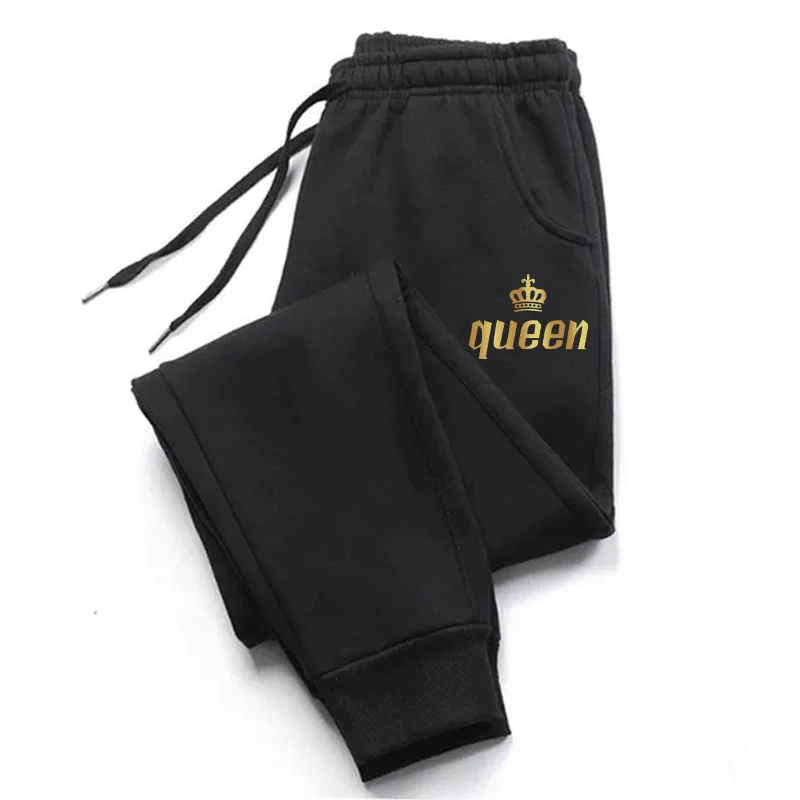 Moletom de algodão feminino, calça jogger longa, casual, esportiva, fitness, calças de jogging