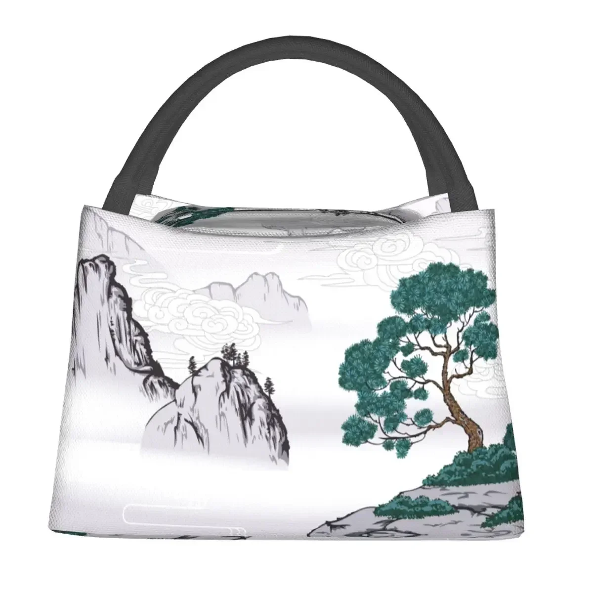 Chinese Painting Classic Landscape With Mountains Lunch Bags Accessories Insulated Oxford Cooler Bags Thermal Food Lunch Box