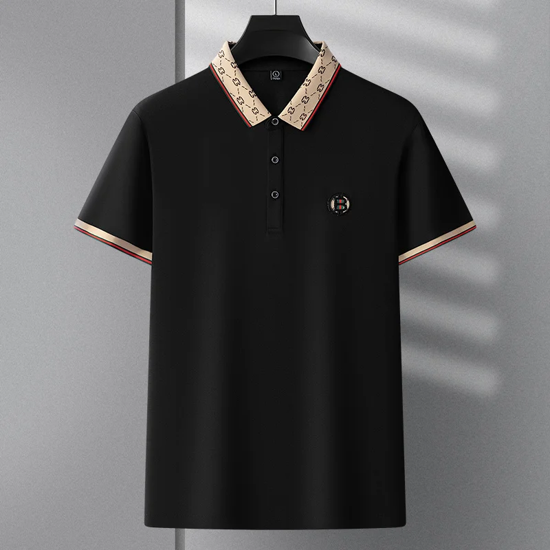 Hochwertiges Marken-Poloshirt mit kurzen Ärmeln, modisches Buchstabenprägungsdesign, Revers-T-Shirt, Sommer-Baumwoll-T-Shirt, atmungsaktiv, lässige Herrenbekleidung – Detail 25