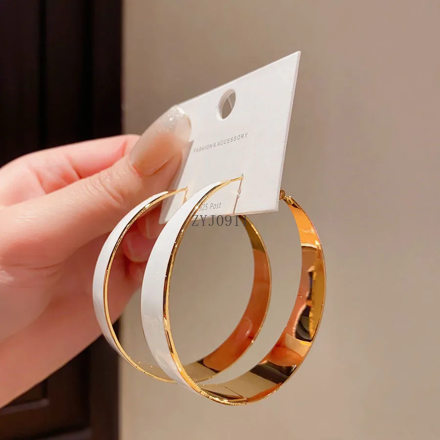 Orecchini a cerchio con smalto a goccia marea orecchini da donna ad alto senso orecchini a cerchio grandi esagerati unici