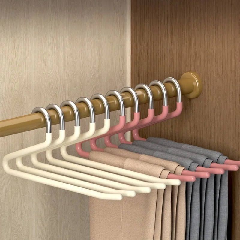 

10PCS Goose Type Dip Plastic pants hangerWardrobe Dormitory Telescopic Z Tvpe clotheshanger Multi Layer Storage hanger