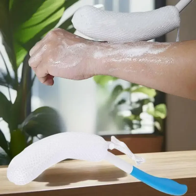 1 個バスソフトバックスクラバーブラシバスシャワーたわしメッシュブラシハンドル付き角質除去スクラブマッサージバス用品