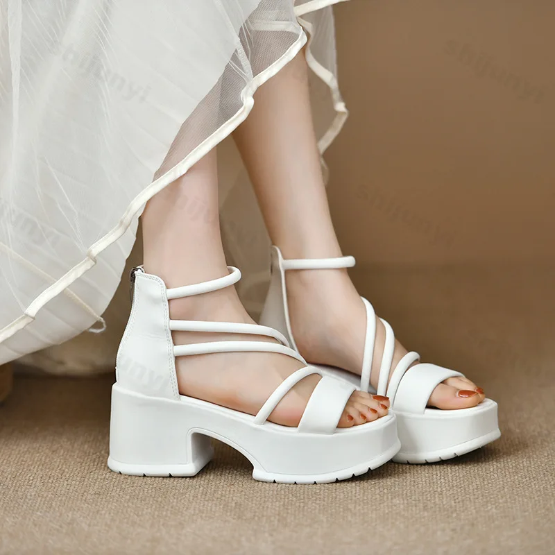 Women Platform High Heels Wedges Buckle Slope Sandals Women Shoes Summer New Fashion Thin Band Thick Sole Pumps Zapatos De Mujer