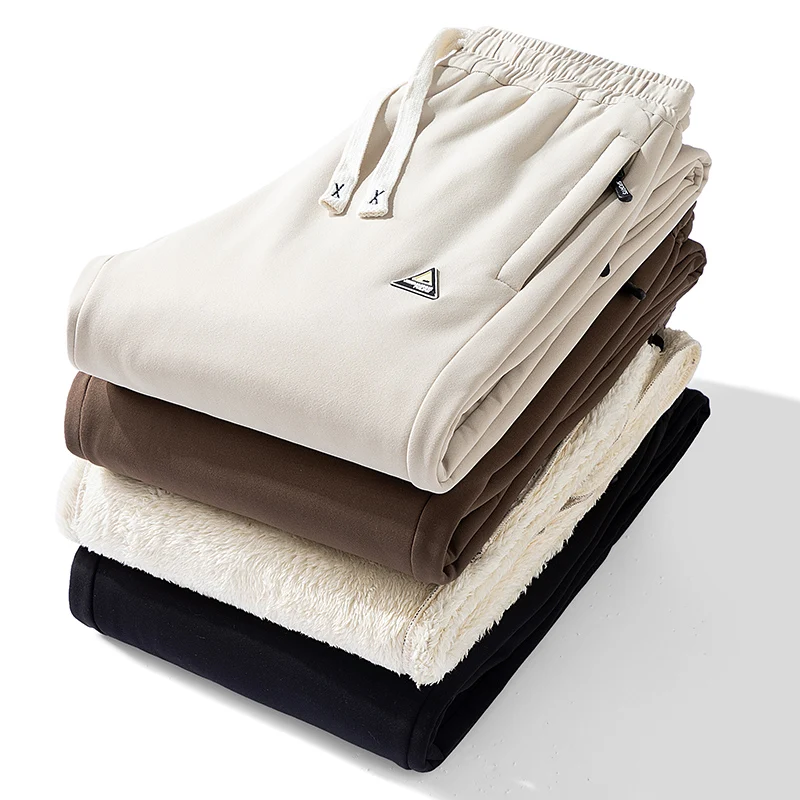 

Men's Casual Sports Running Trousers with Fleece and Thickened Tight-fitting Pants New Winter Men's Warm and Versatile Trousers