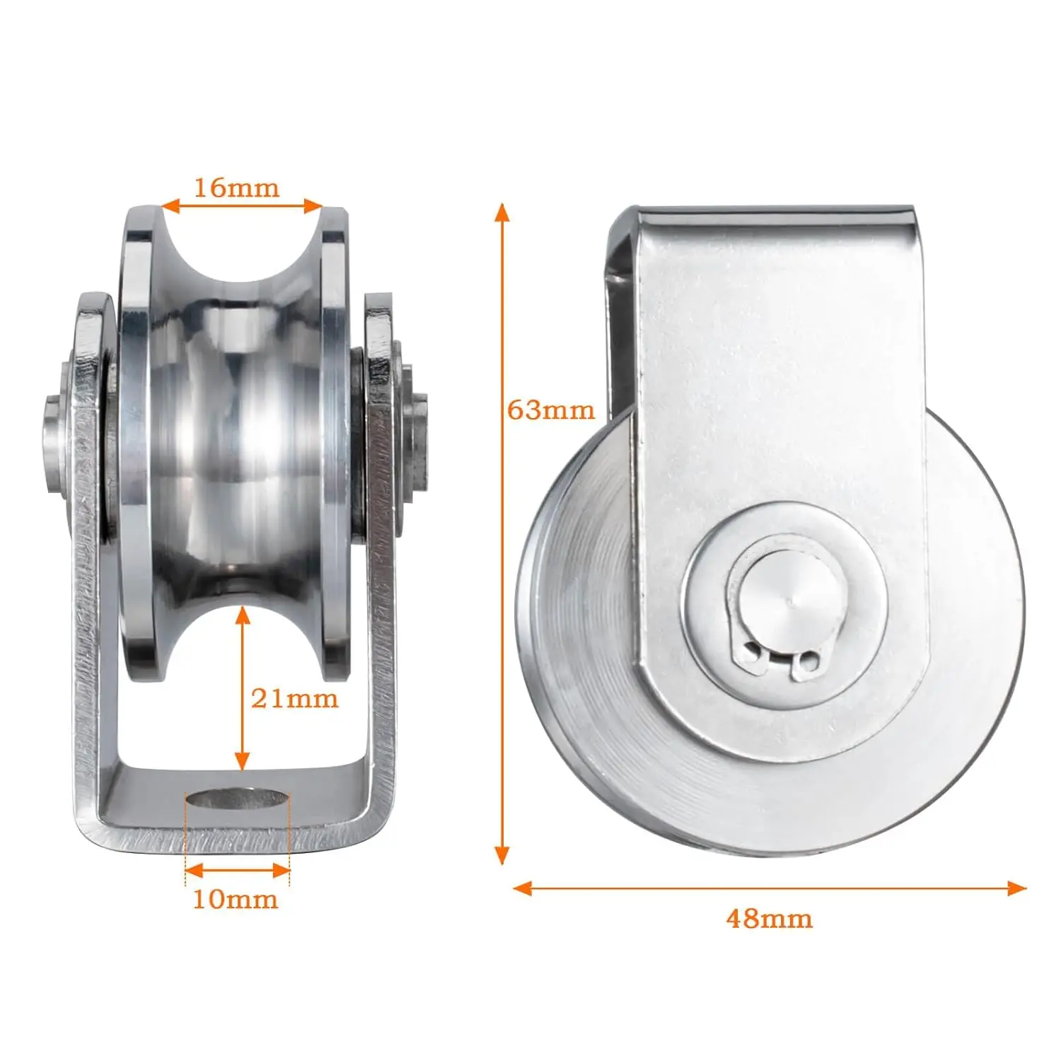 

Stainless Steel U Groove Pulley Wheel Heavy Duty Track Roller Sliding Gate Double Bearing Cable Rope Lifting Durable