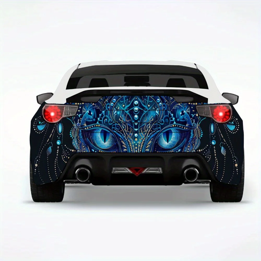 

Автомобильная наклейка с синим узором и котом, автомобильные виниловые обертки для украшения и защиты - водонепроницаемый самоклеящийся винил Dec