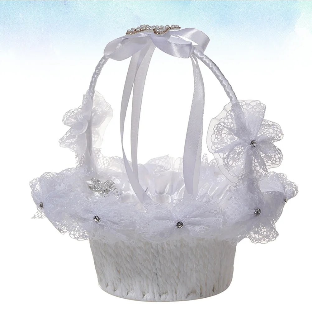 

Butterfly Knot Flower Lightweight Elegant Crystal Wedding Basket For Rose Petals Holding Keepsake Gift Storage Basket