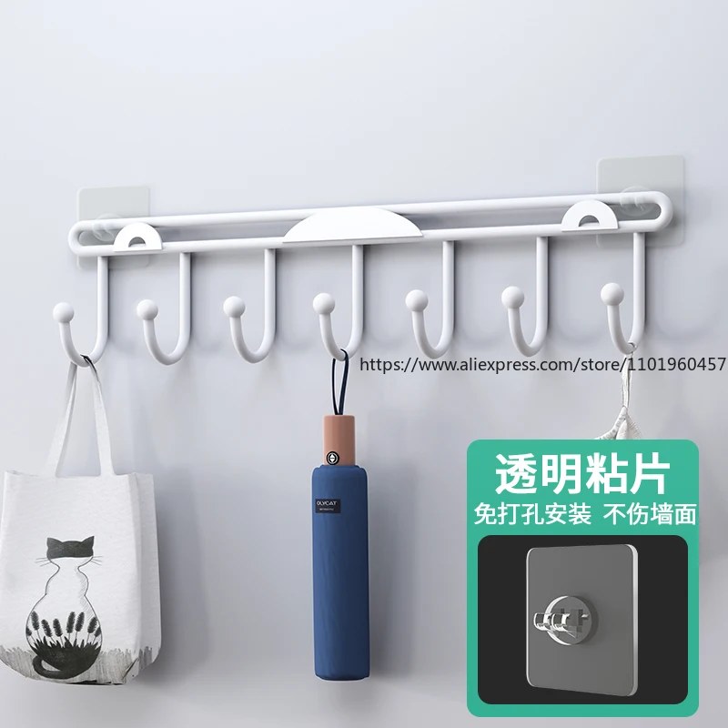 Door-mounted adhesive hooks, wall-mounted coat hooks, clothes rack, strong adhesive glue, hat hooks, no-mark
