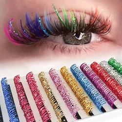 Glitter Eyelash Summer Colorful Shiny Lashes Wedding Concert Party Eye Lash 10-15mm Silvery Blue Green Purple Pink Lashes