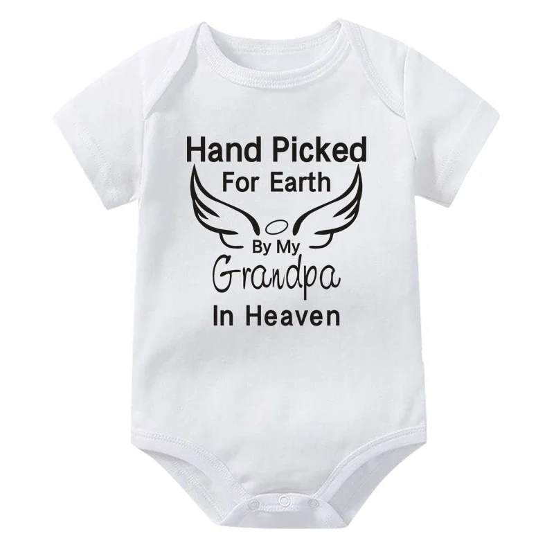 Baby Bodysuit Romper Hand Picked for Earth By My Grandpa/grandma In Heaven Summer Matching Short Sleeve Jumpsuit Ropa 2024