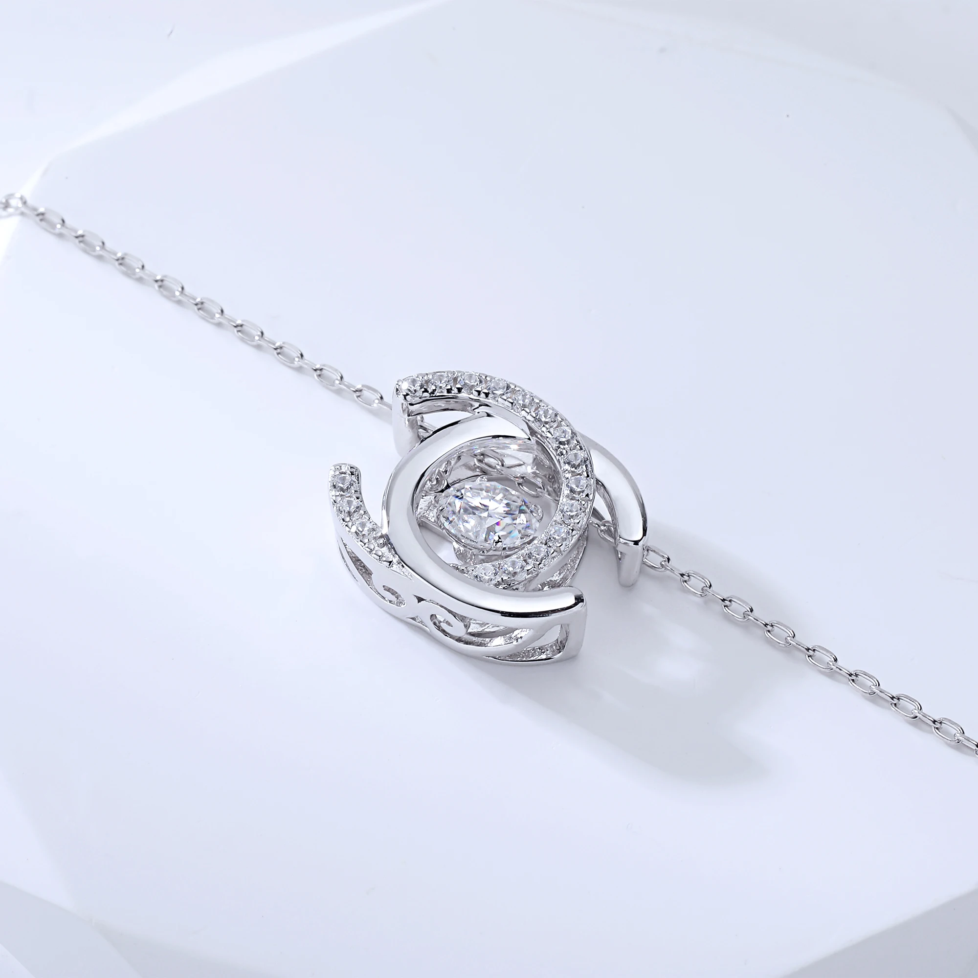 LUSTER Moissanite Pendant Necklace  D Color 925 Sterling Silver 18K White Gold Plated Diamond Test Passed Jewelry Gift for Women