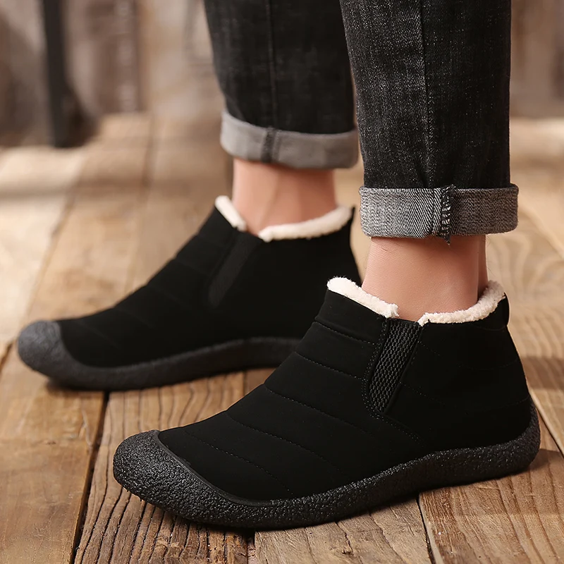 Fashion Slip on Thermal Winter Boots Plush Fleece Lining, Water Resistant Traction Outsole Light Cozy Against Frigid Wind