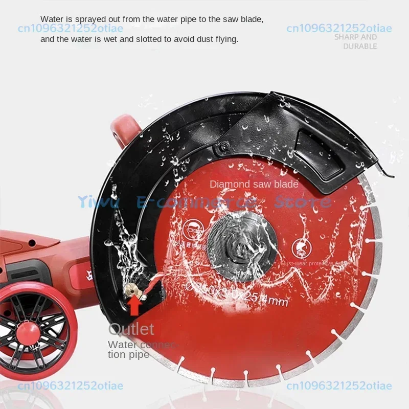 6800W Hydroelectric Concrete 130MM Cutting Machine + Diamond Saw Blade Multi-functional Wall Grooving Machine Electric Grooving