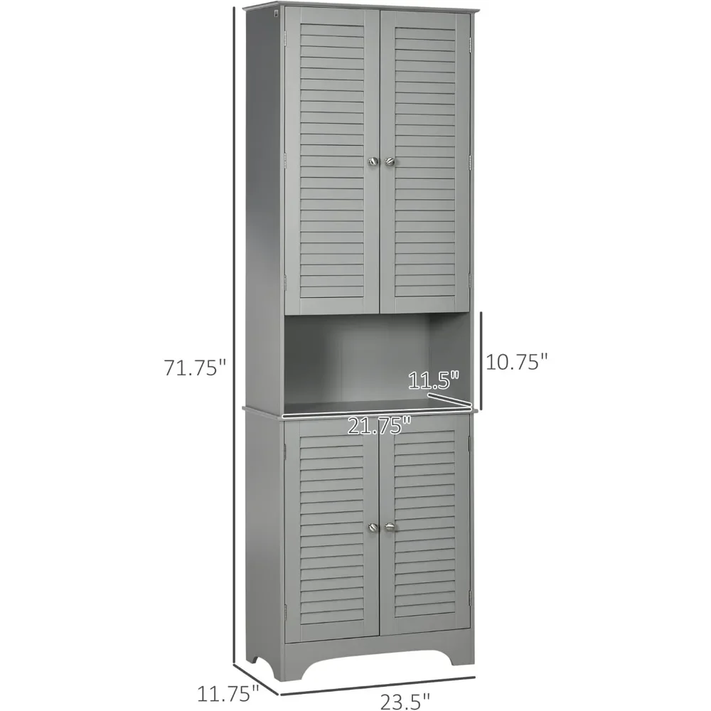 Freestanding Bathroom Linen Cabinet With 2 Cabinets and Countertop Gray Multifunctional Storage Cabinet Home Furniture Vanity