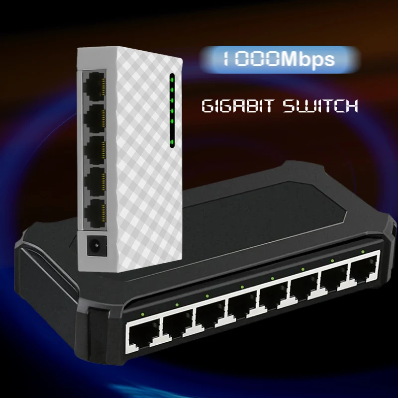 5/8 Port 1G Network Switch Gigabit Switch Ethernet Gigabit Switcher 1000Mbps LAN HUB RJ45 switch Full Auto Game Loading Adapters