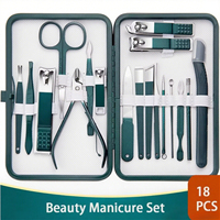 Professional 6-18 Piece Nail Care Kit Stainless Steel Manicure & Pedicure Set with Travel Case for On-the-Go Grooming