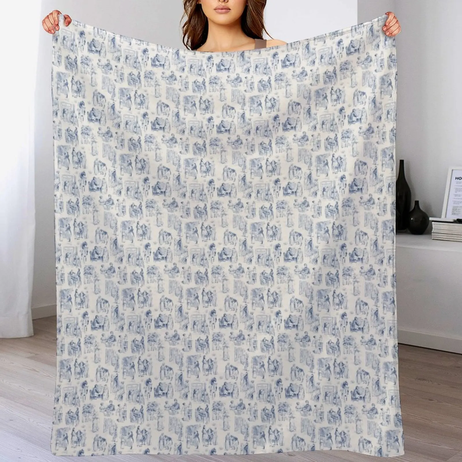 

Pride and Prejudice Toile Throw Blanket Thermals For Travel Retros Custom manga Blankets