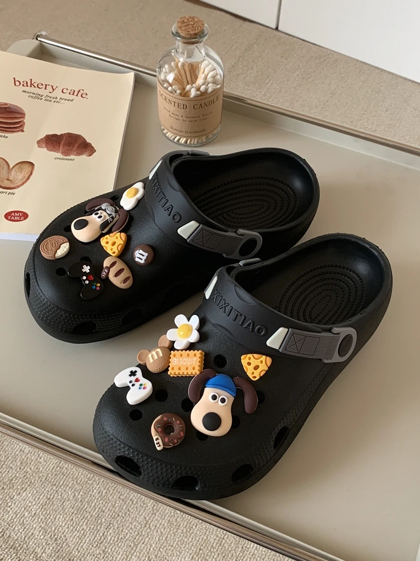 Thin Student Personali Cute Ins Puppy Dog Porous Shoes Men and Women Summer Outer Wear Eva Non-Slip Sandals