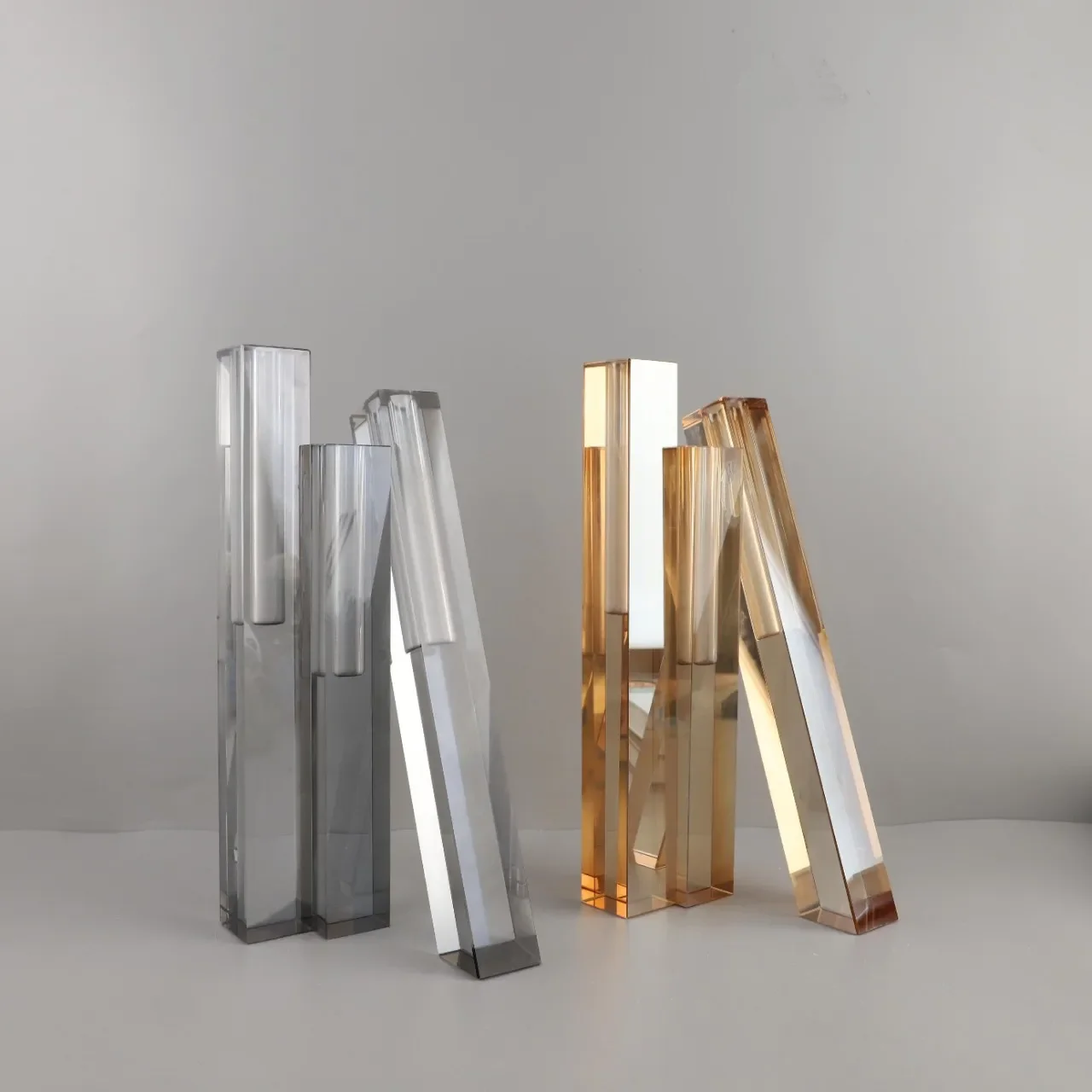 Florero de cristal largo geométrico creativo nórdico de tres agujeros adornos decorativos sala de estar dormitorio entrada hotel accesorios para el hogar