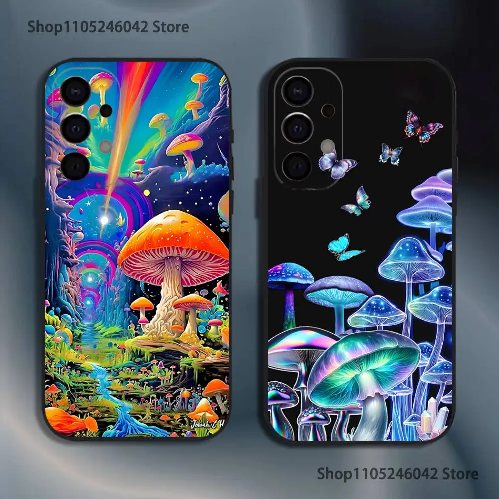 

Trippy Art Mushroom Shockproof Phone Case For Samsung S25,S24,S21,S22,S23,S30,Ultra,S20,Plus,Fe,Lite,5G Black Cover