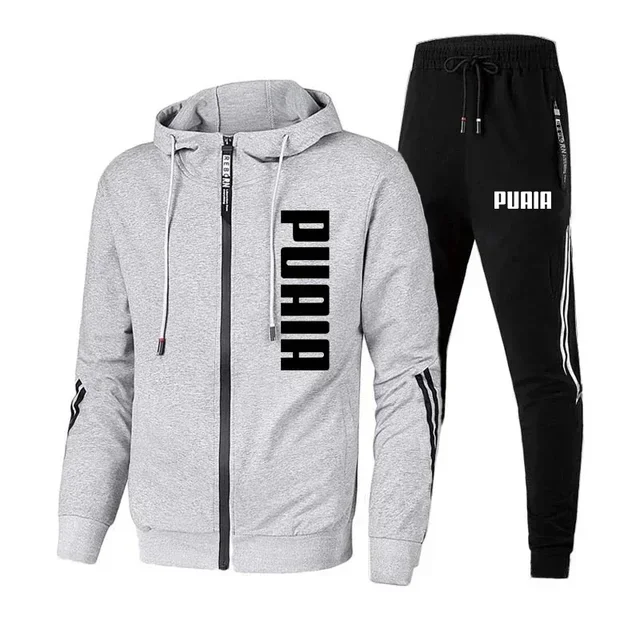 New 2025 spring men's leisure sports suit, fashion autumn outdoor loose zipper jogging men's hoodie + trousers two-piece set