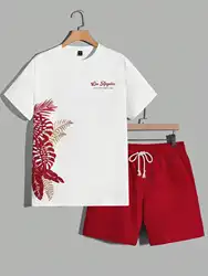 Fashion Trend Men Coconut Tree Tropical Plant Pattern pantaloncini a maniche corte Set Summer Comfort Outdoor Holiday Street Wear