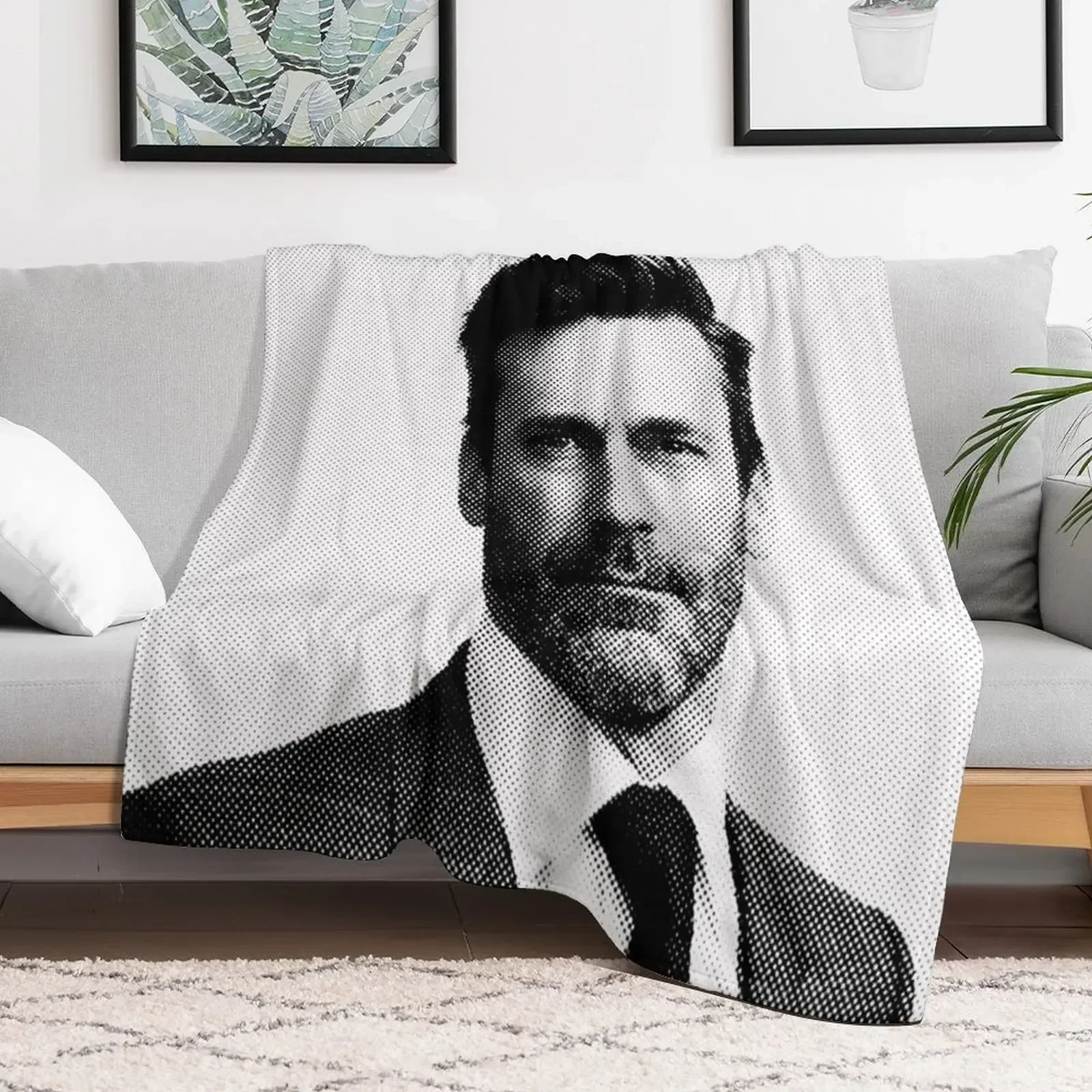 

Jon Hamm Black & White Painting Throw Blanket Baby Personalized Gift Custom Loose Blankets