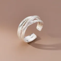 925 Sterling Silver Adjustable Ring Frosting Overlapping Wedding ​Rings For Women Luxury Jewelry Cheap