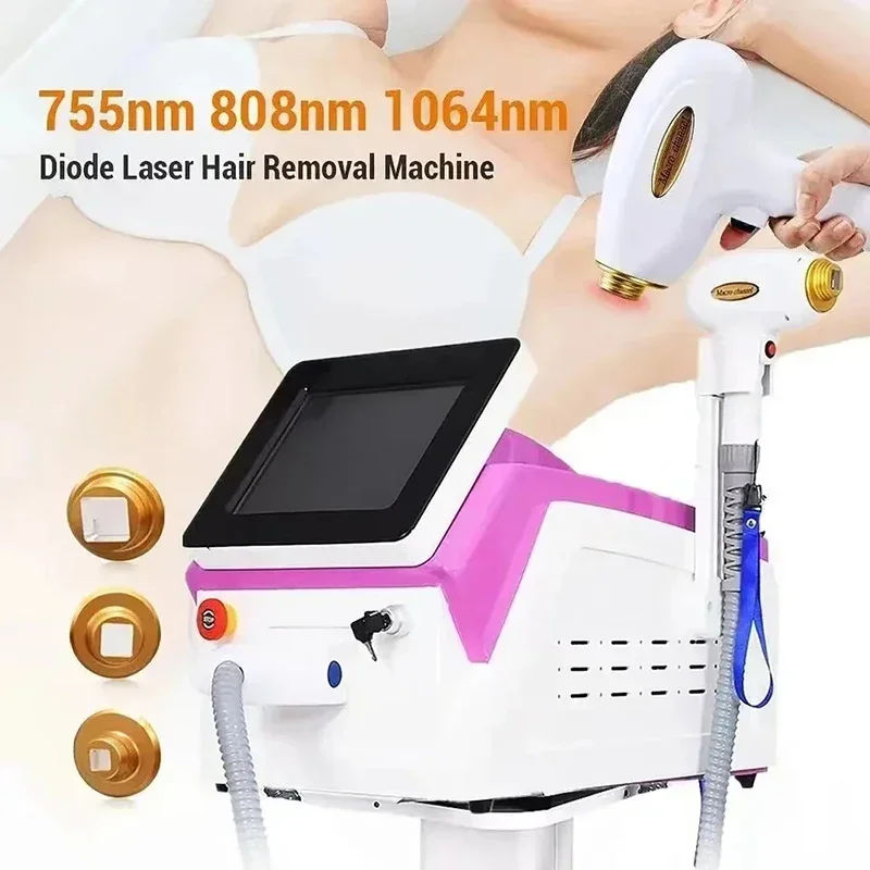 Laser 755 808 1064nm Multi Wavelengths Hair Removal Machine Cooling Head Painless Laser Epilator Face Body Hair Removal