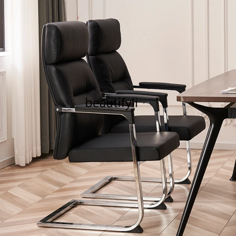 

Office Chair Conference Leather Reception Negotiation Mahjong Staff Comfortable Long-Sitting Dormitory Chair