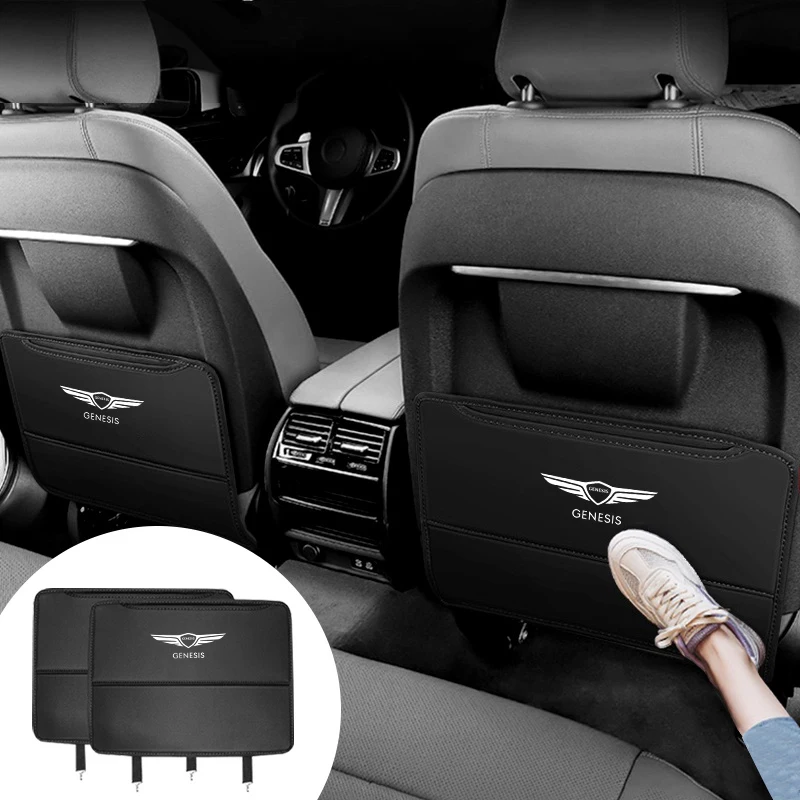 1pcs High Quality Car Seat Back Protector Anti Kick Pad Prevent Dirt Leather Cover For Genesis EQ900 G70 G80 G90 GV60 GV80 GV90