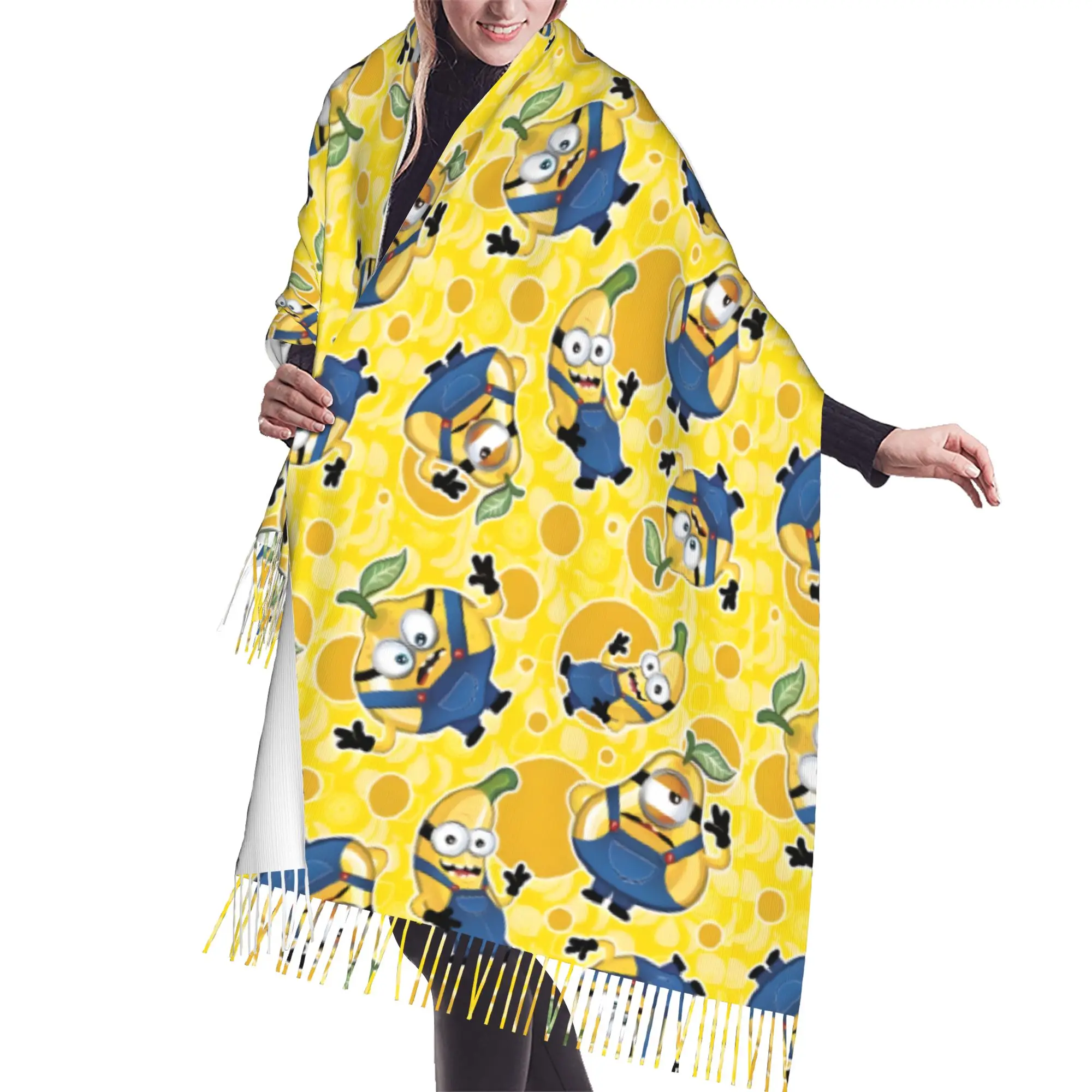 Custom Print M-Minioned Anime Scarf Women Men Winter Warm Scarves Manga Cartoon Shawl Wrap